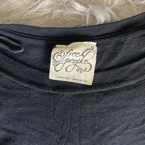 Free People Black Blouse with Flared Mesh Sleeves - Picture 3 of 4